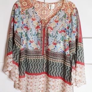 Fig & Flower Tops - Fig & Flower Sheer Boho Tunic Multi Sz M Fig & Flower Tops - Fig & Flower Sheer Boho Tunic Multi Sz M